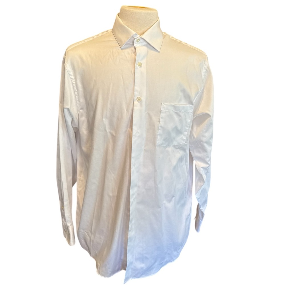 Geoffrey Beene White Classic Fit Button Up Shirt Neck 16.5